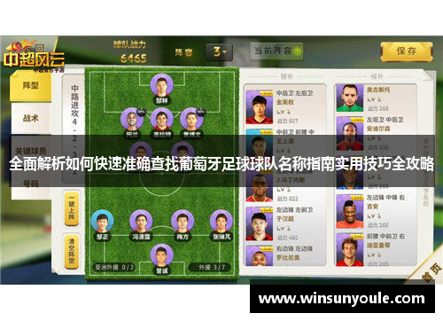 全面解析如何快速准确查找葡萄牙足球球队名称指南实用技巧全攻略 全面解析如何快速准确查找葡萄牙足球球队名称指南实用技巧全攻略